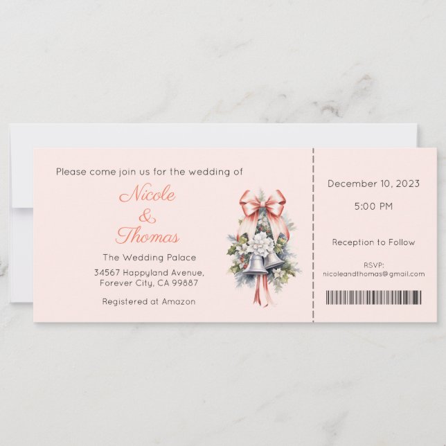 Faire-part de mariage, Mariage d'hiver, Noël (Devant)