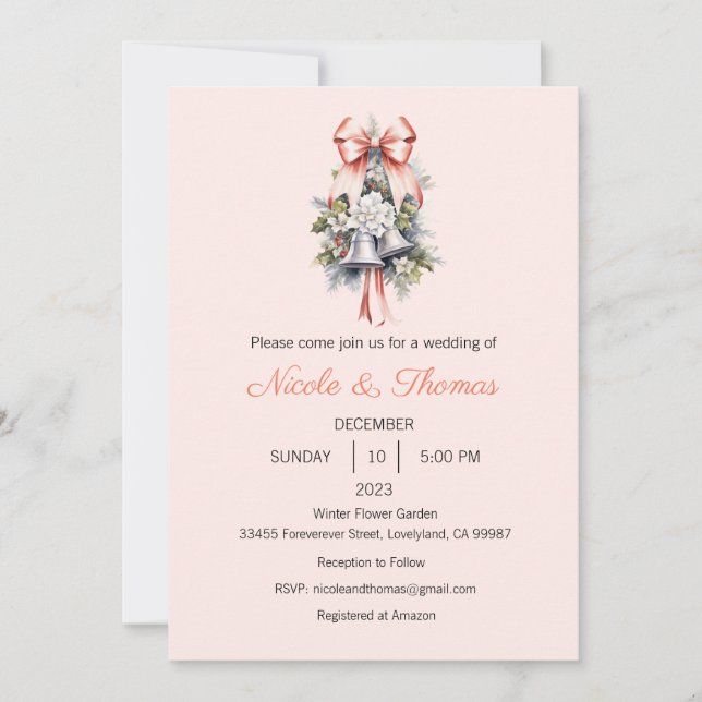 Faire-part de mariage, Mariage d'hiver, Noël (Devant)