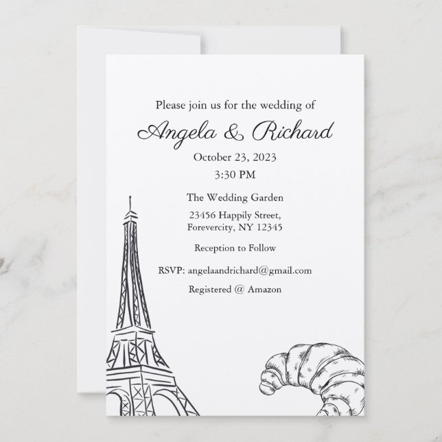 Faire-part de mariage, Mariage fixe, Paris (Devant)