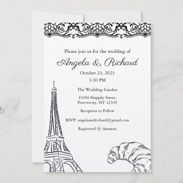 Faire-part de mariage, Mariage fixe, Paris (Devant)