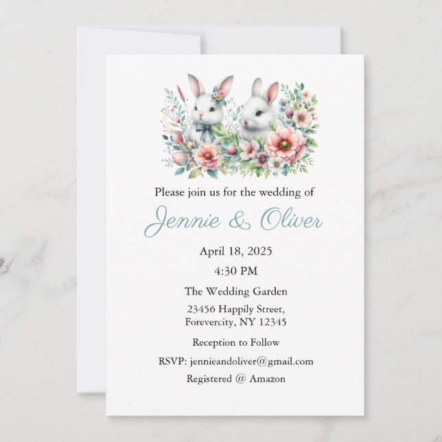 Faire-part de mariage, Mariage stationnaire, Lapin (Devant)
