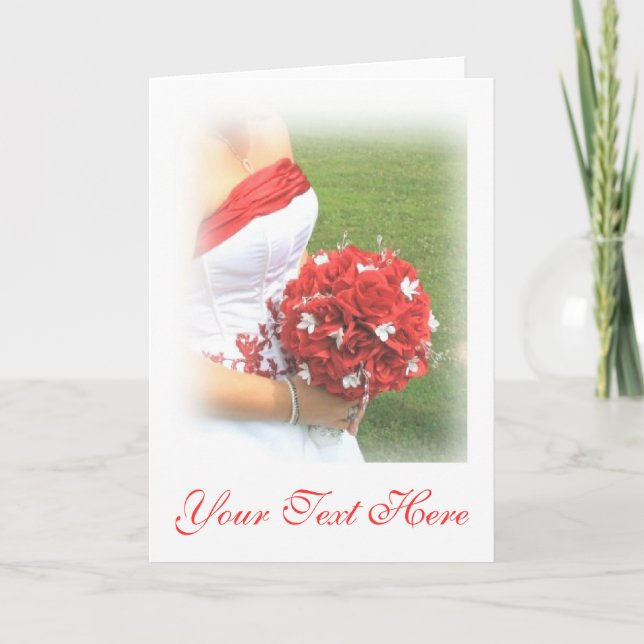 Faire-part de mariage - Mariée avec Bouquet (Devant)