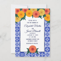Faire-part de mariage Marigolds en mosaïque mexica