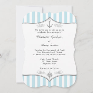 Faire-part de mariage marin gris bleu poudres
