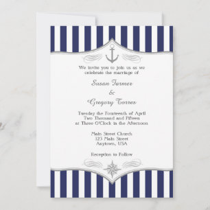 Faire-part de mariage marine bleu gris