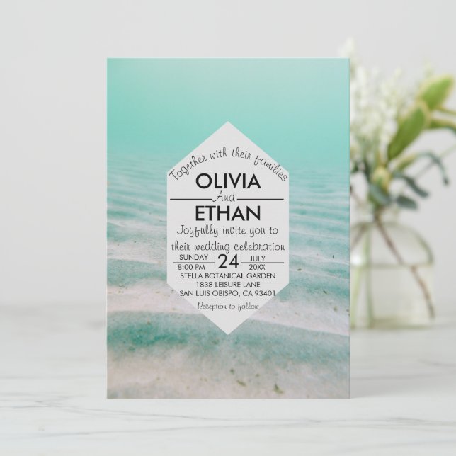 Faire-part de mariage marine étoile sous-marine (Debout devant)