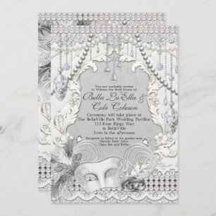Faire-part de mariage Masquerade Pearl Diamond Bli