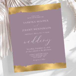 Faire-part de mariage Mauve à bord doré déchiré