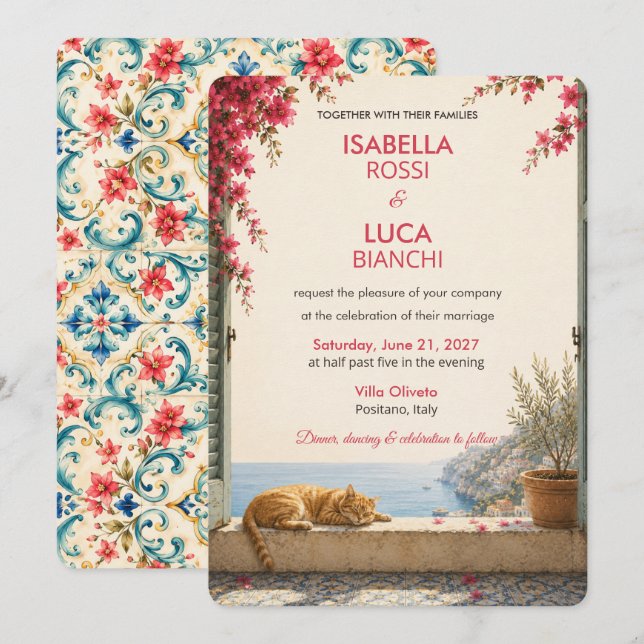 Faire-part de mariage Mediterranean Escape | Rivie (Devant / Derrière)