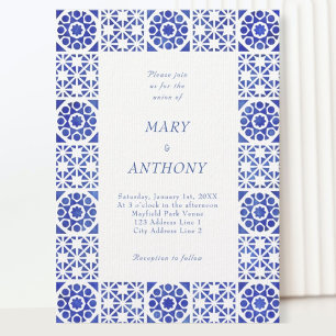 Faire-part de mariage méditerranéenne bleue