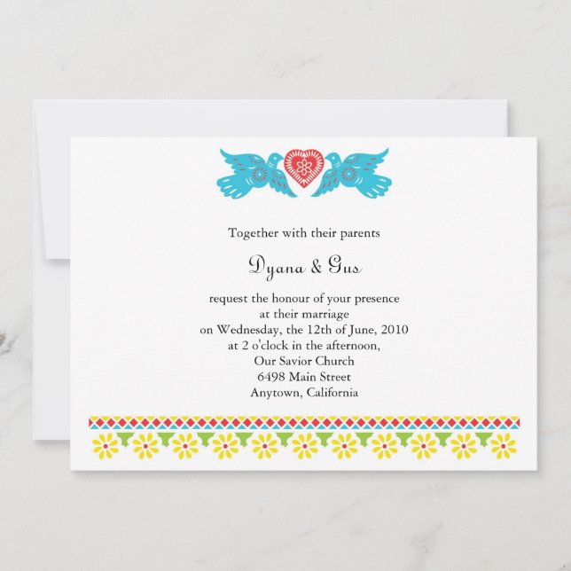 Faire-part de mariage mexicain des crânes de Papel (Devant)