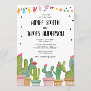 Faire-part de mariage mexicain succulent de cactus
