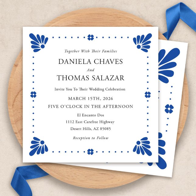 Faire-part de mariage mexicaine Talavera (Talavera Mexican Wedding Invitation by Fiesta Valley Print)