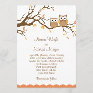 Faire-part de mariage mignon de hibou