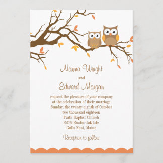Faire-part de mariage mignon de hibou