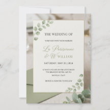 Faire-part de mariage minimal luxe vert sauge mode
