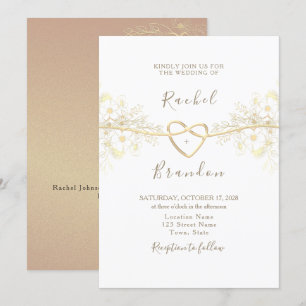 Faire-part de mariage minimal or rose