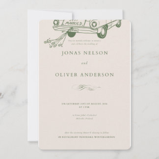 Faire-part de mariage minimal vert 2025