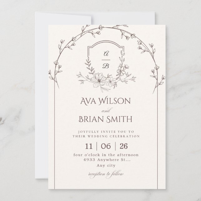 Faire-part de mariage minimaliste (Devant)