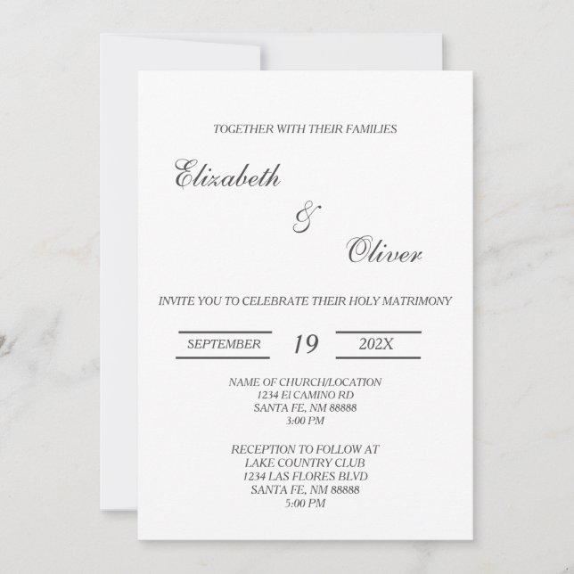 Faire-part de mariage minimaliste (Devant)