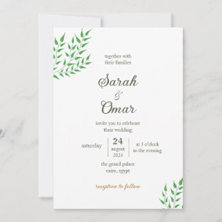 Faire-part de mariage minimaliste avec vigne verdo
