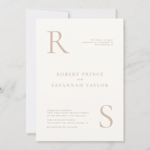 Faire-part de mariage minimaliste beige