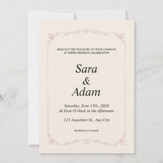 Faire-part de mariage minimaliste beige élégant |