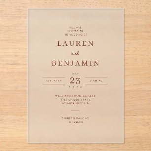 Faire-part de mariage minimaliste beige élégant