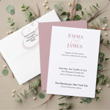 Faire-part de mariage minimaliste bicolore mauve |
