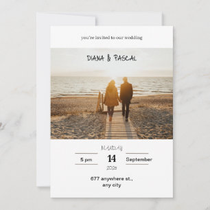 Faire-part de mariage minimaliste blanc et Brown