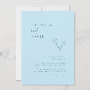 Faire-part de mariage minimaliste Bohême bleu doux