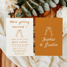Faire-Part de Mariage Minimaliste Champagne Toast