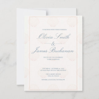 Faire-part de mariage minimaliste Coquillages côti