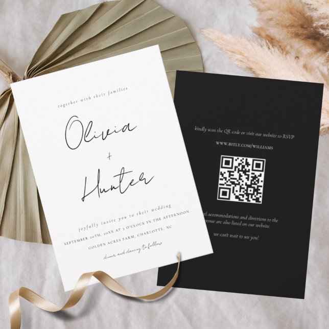 Faire-part de mariage minimaliste de code QR (Créateur téléchargé)