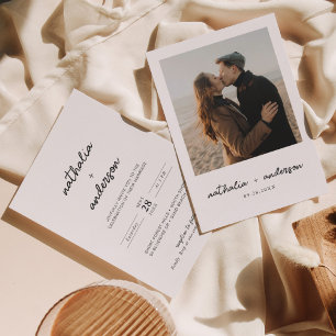 Faire-part de mariage minimaliste de script photo