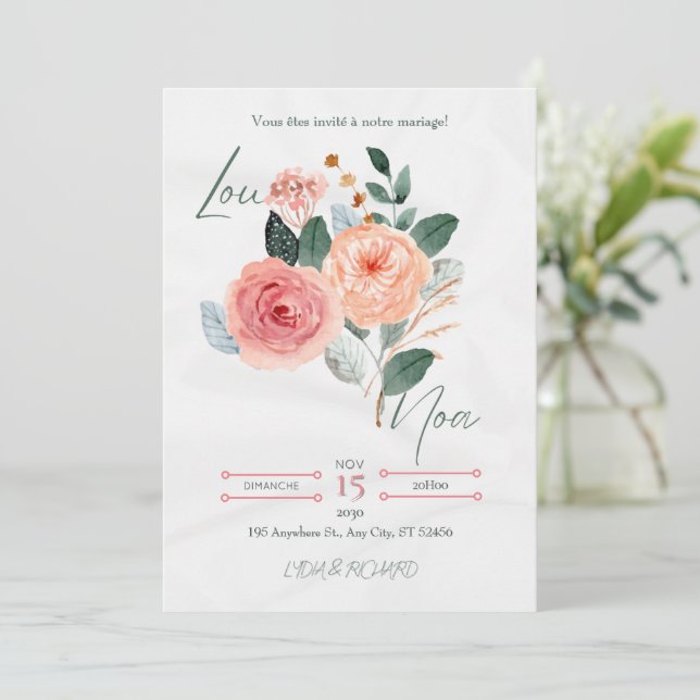Faire-part de mariage minimaliste élégant (Debout devant)