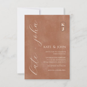 Faire-part de mariage minimaliste en terracotta