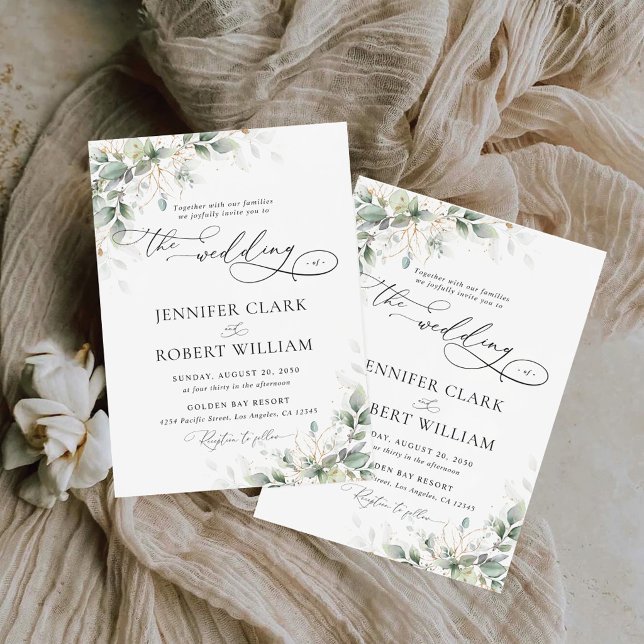 Faire-part de mariage minimaliste Eucalyptus (Créateur téléchargé)