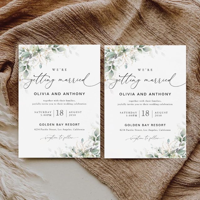 Faire-part de mariage minimaliste Eucalyptus (Créateur téléchargé)