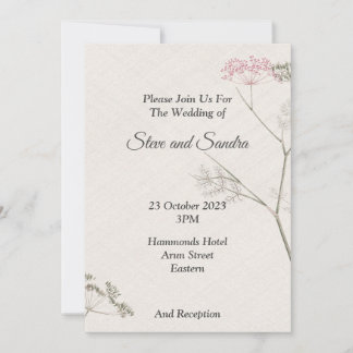 Faire-part de mariage minimaliste, fleurs vertes e