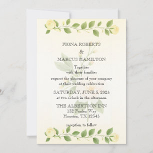 Faire-part de mariage minimaliste floral rustique