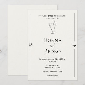 Faire-part de mariage minimaliste gris noir