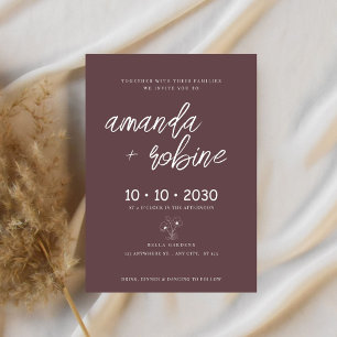 Faire-part de mariage minimaliste manuscrit