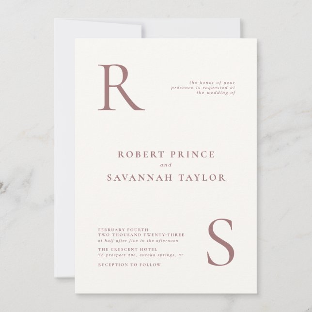 Faire-part de mariage minimaliste mauve (Devant)