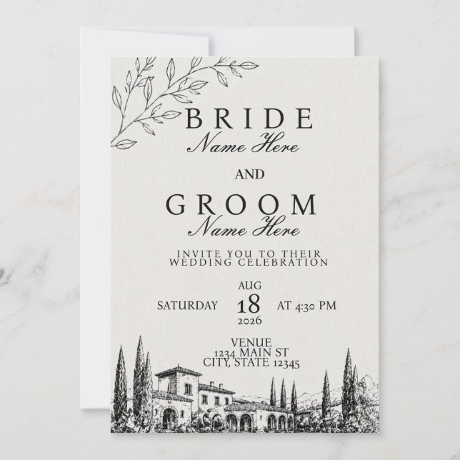 Faire-part de mariage minimaliste moderne (Devant)