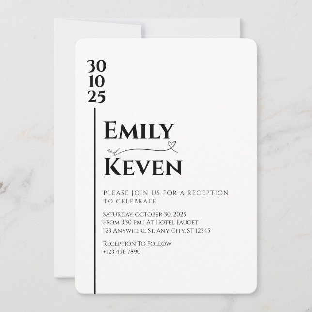 Faire-part de mariage minimaliste moderne (Devant)