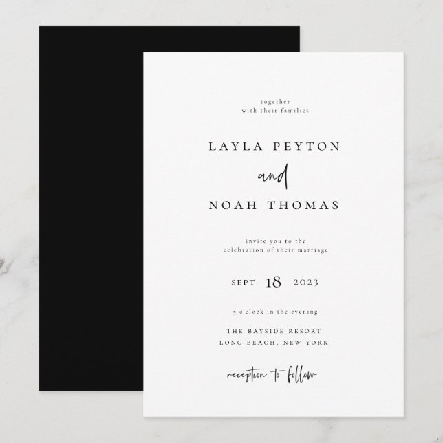 Faire-part de mariage minimaliste moderne (Devant / Derrière)