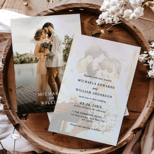 Faire-Part de Mariage Minimaliste Moderne 2 Photos