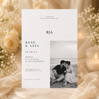 Faire-Part de Mariage Minimaliste Moderne avec Pho