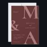 Faire-part de mariage minimaliste moderne en bois<br><div class="desc">Faire-part de mariage minimaliste moderne en bois de rose. Caractéristiques de typographie monographique audacieuse et conception graphique minimale. Personnalisez le texte avec tous les détails de votre journée spéciale.</div>